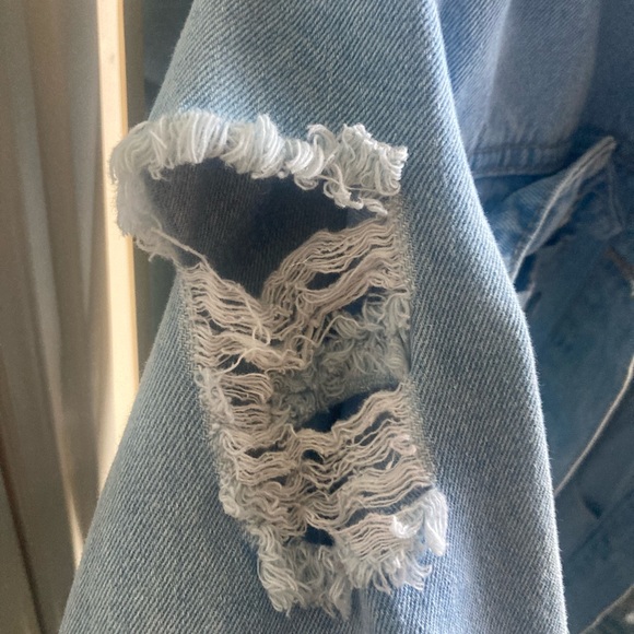 Wax Jean Light Wash Distressed Denim Jacket Medium - Picture 7 of 7